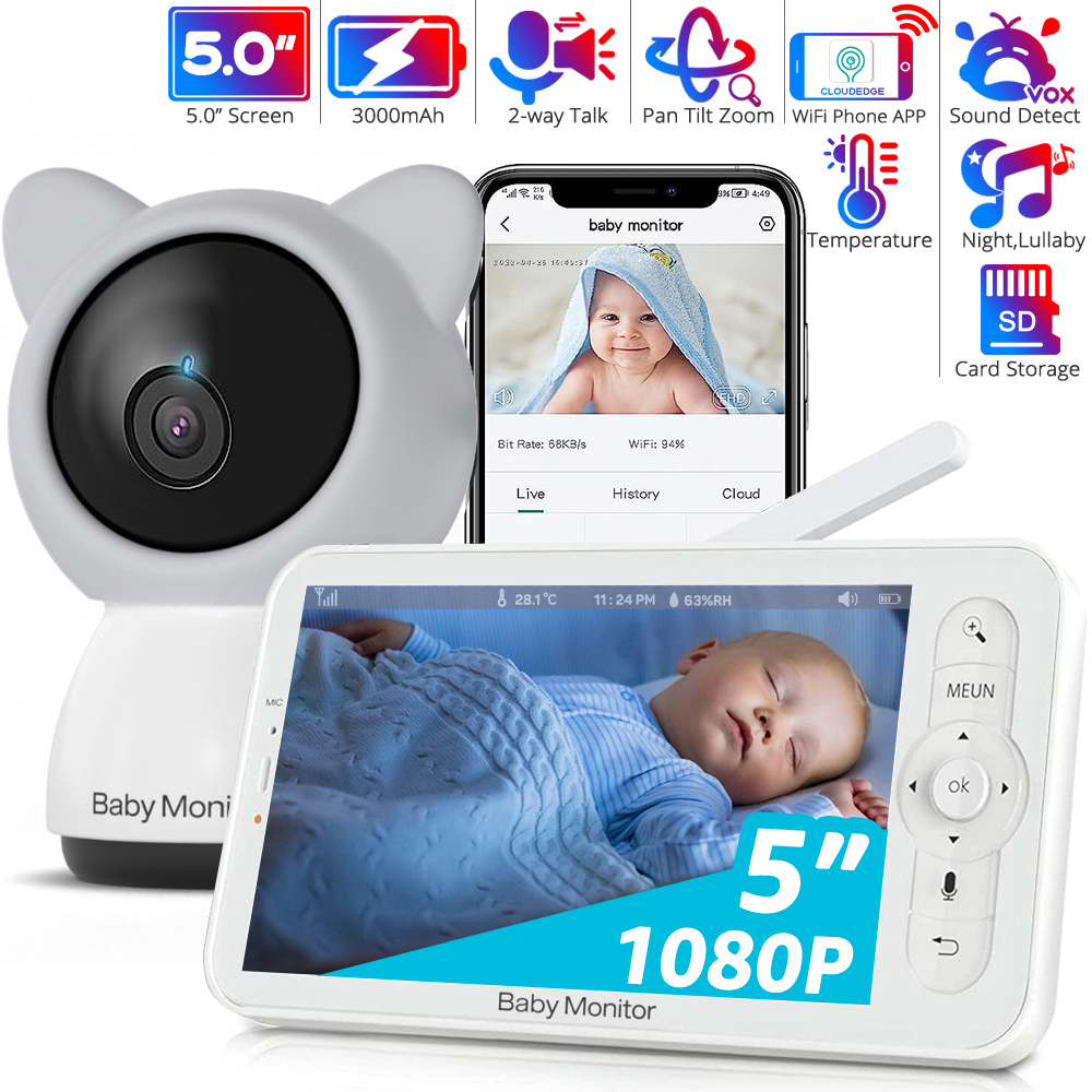 Audio Detect Music - Baby monitor Wi-Fi con APP, display