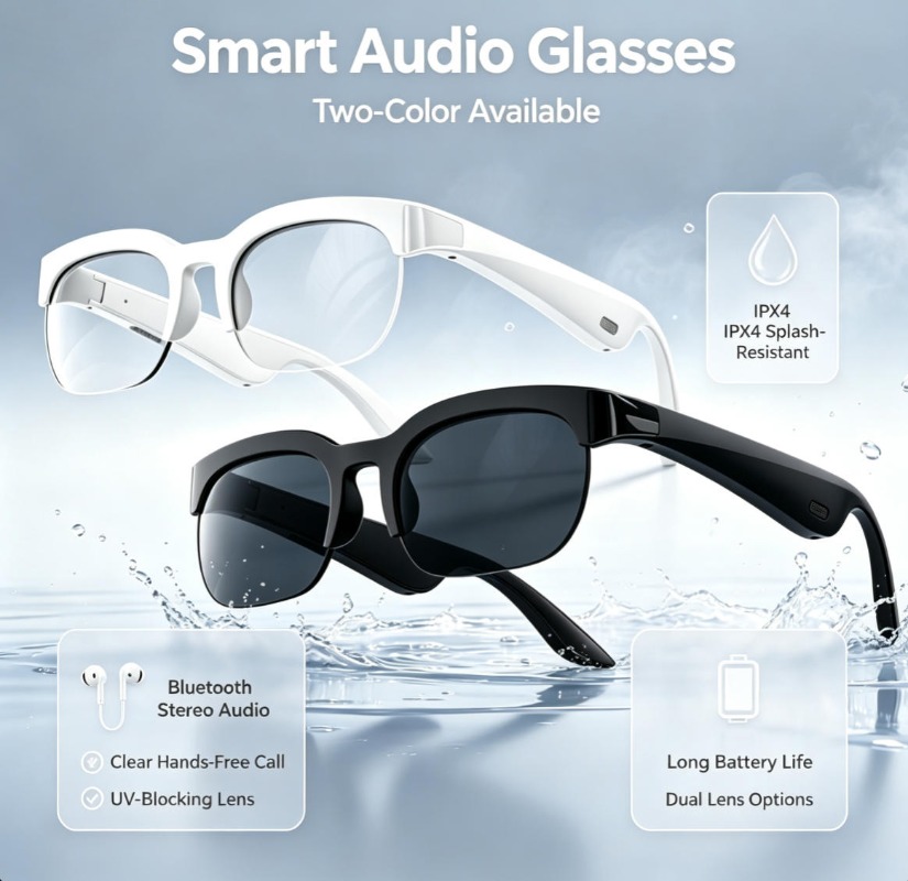 Audio Music For Video - Occhiali Audio Intelligenti a 2 Colori,
